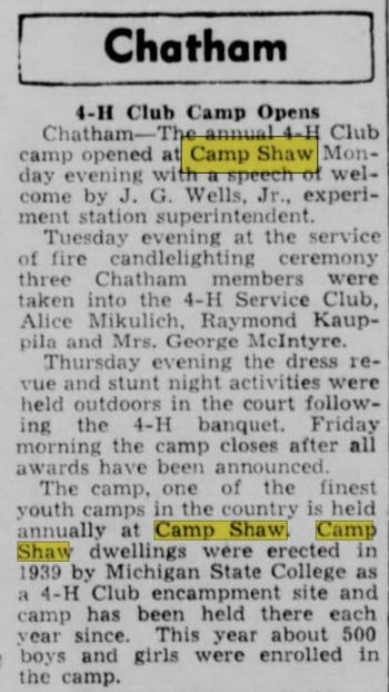 Camp Shaw - Aug 1945 Article